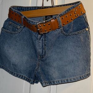 Y2K Girlhood Festival Denim Jean Shorts With Belt Junior Sz 5
